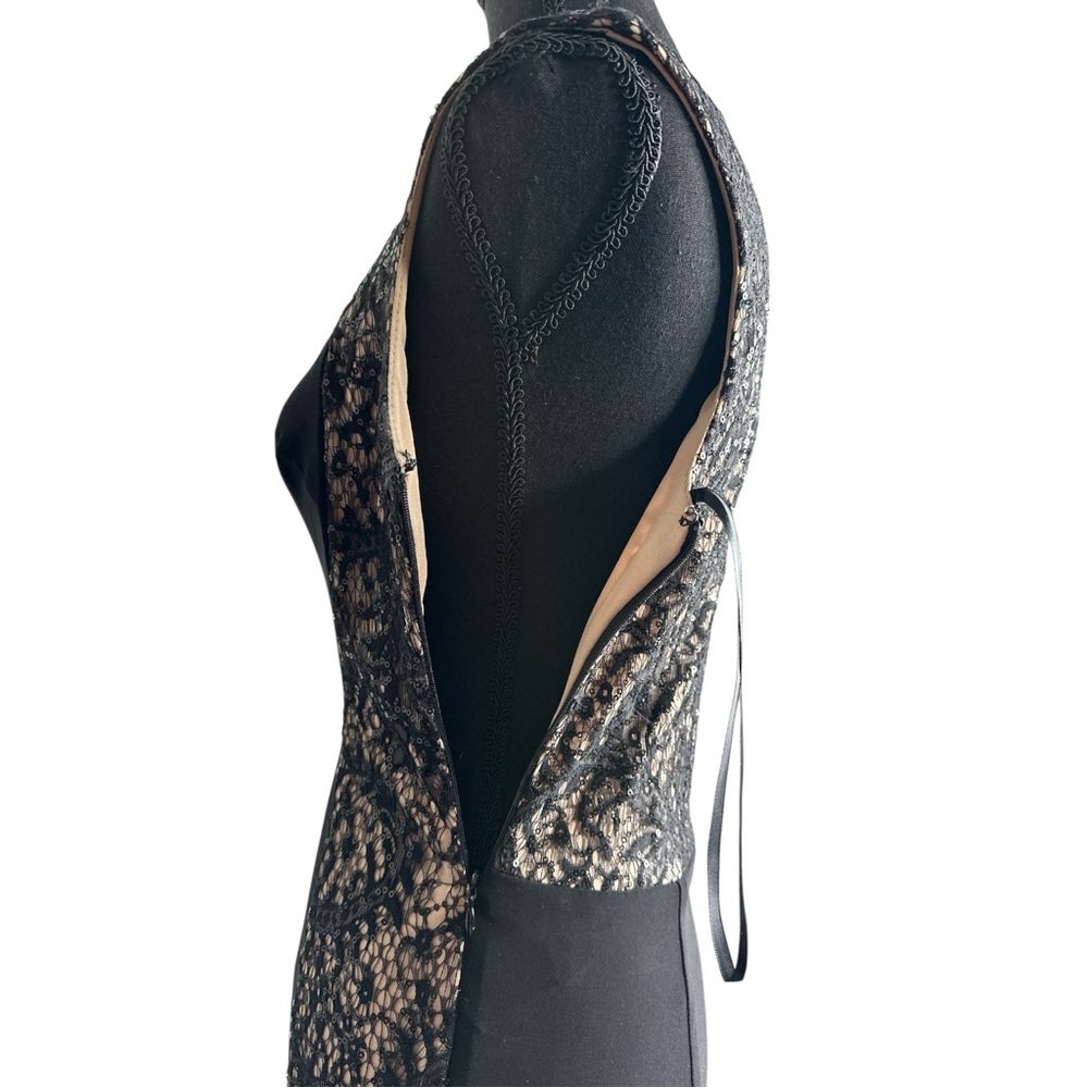 Black Lace & Sequin Mermaid Gown Prom Formal Evening Dress Size 2 - Picture 11 of 14